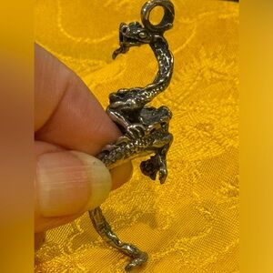 Silver-Tone Curled Dragon Pendant